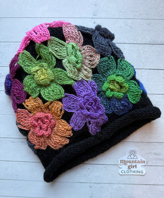 Flower Fields Crochet Beanie - Multiple Colors Available - Final Sale