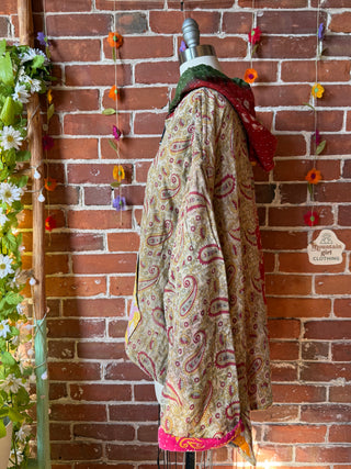 Wander Free Upcycled Hi Lo Hem Kantha Hoodie - 100% Cotton