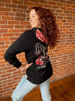 Size Small/Medium Upcycled AC/DC Hoodie