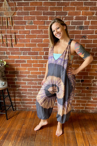 Ophelia Tie Dye Spiral  Jumpsuit / Overalls Multiple Colors Available- Fair Trade Made