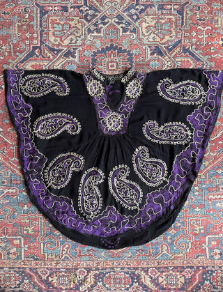 Artemis Batik Poncho Top - Purple/Black