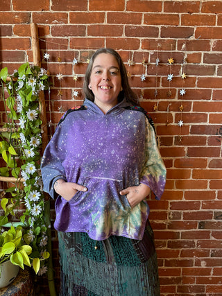 OOAK Winter Collection- Stevie Silver Springs Tie Dye Granny Square Hoodie Poncho