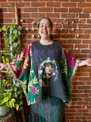 OOAK Winter Collection- Upcycled Stevie Silver Springs Inspired Kantha Poncho Top