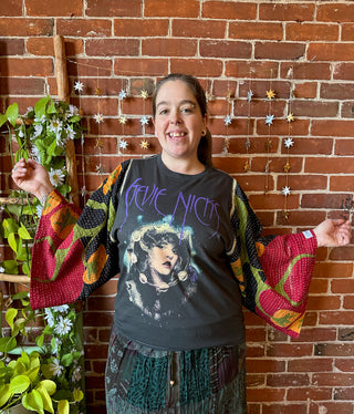 OOAK Winter Collection - Upcycled Stevie Inspired Kantha Bell Sleeve T-shirt