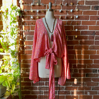 Plus Size Upcycled Sari Cropped Wrap Top