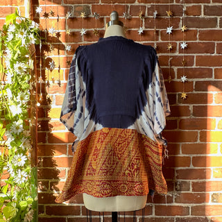 Sale! - Upcycled Kantha Tie Dye Poncho Top Size Medium