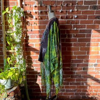 OOAK Winter Collection- Upcycled Pitbull Art Dog Hi Lo Tie Dye Poncho Top