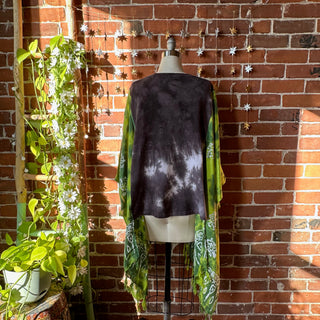 OOAK Winter Collection- Upcycled Pitbull Art Dog Hi Lo Tie Dye Poncho Top