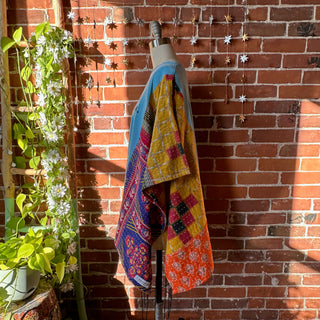OOAK Winter Collection- Upcycled All My Friends Kantha Poncho Sweatshirt