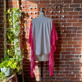 OOAK Winter Collection- Upcycled Strawberry Shortcake Hi Lo Tie Dye Poncho Top