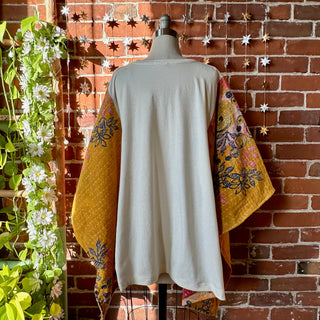 OOAK Winter Collection- Upcycled Free Spirit Kantha Poncho Sweatshirt