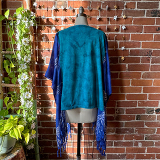 OOAK Winter Collection- Upcycled Big Island Hawaii Hi Lo Tie Dye Poncho Top