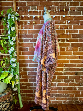 OOAK Winter Collection -  Upcycled Tie Dye Embroidered Hybrid Flowy Hi Lo Top