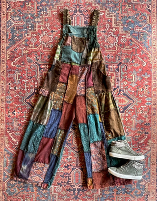 Juniper Patchwork Wide Leg Overalls -Multiple Colors Available - Fair Trade Made