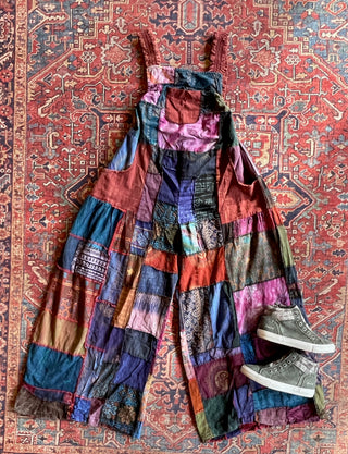 Juniper Patchwork Wide Leg Overalls -Multiple Colors Available - Fair Trade Made