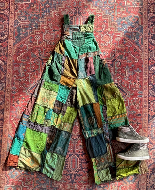 Juniper Patchwork Wide Leg Overalls -Multiple Colors Available - Fair Trade Made