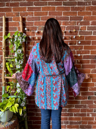 OOAK Winter Collection - Size Small/Medium Upcycled Flowy Patchwork Sleeve Robe
