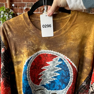 OOAK Winter Collection- Upcycled Grateful Dead Inspired Kantha Bell Sleeve Trapeze Top