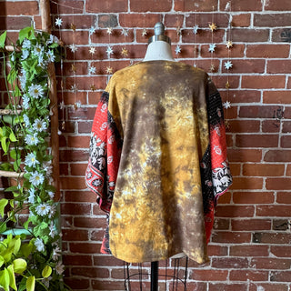 OOAK Winter Collection- Upcycled Grateful Dead Inspired Kantha Bell Sleeve Trapeze Top