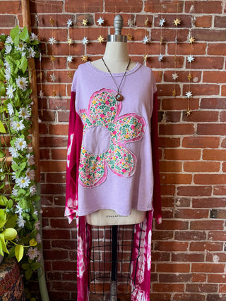 OOAK Autumn Collection - Upcycled Flower Patchwork Hi Lo Tie Dye Poncho Top 🌼