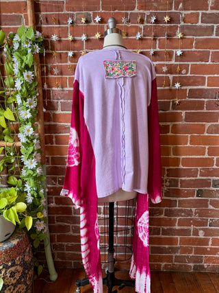 OOAK Autumn Collection - Upcycled Flower Patchwork Hi Lo Tie Dye Poncho Top 🌼