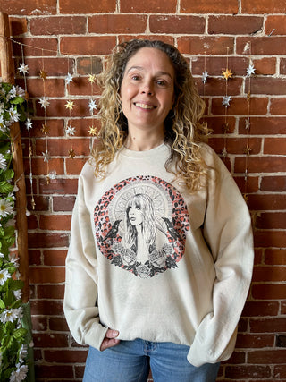 Stevie Nicks Bleach Detail Comfy Boho Sweatshirt
