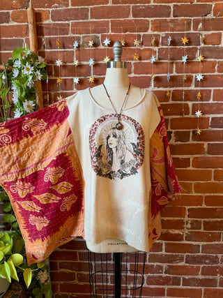 OOAK Autumn Collection- Upcycled Stevie Nicks Inspired Kantha Poncho Sweatshirt