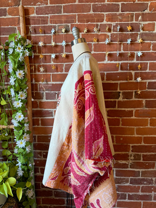 OOAK Autumn Collection- Upcycled Stevie Nicks Inspired Kantha Poncho Sweatshirt