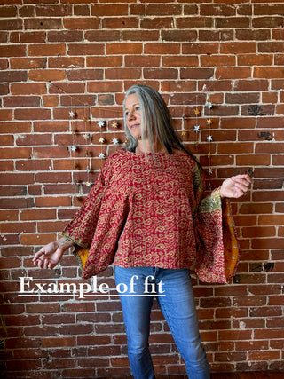 Cosmic Drift Reversible Kantha Poncho Top