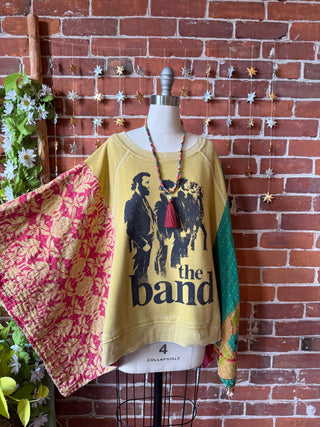 OOAK Autumn Collection- Upcycled The Band Inspired Kantha Poncho Sweatshirt