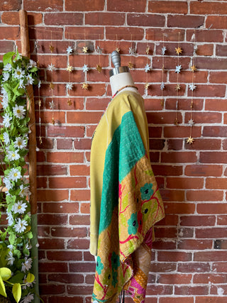OOAK Autumn Collection- Upcycled The Band Inspired Kantha Poncho Sweatshirt