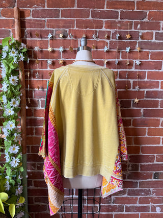 OOAK Autumn Collection- Upcycled The Band Inspired Kantha Poncho Sweatshirt