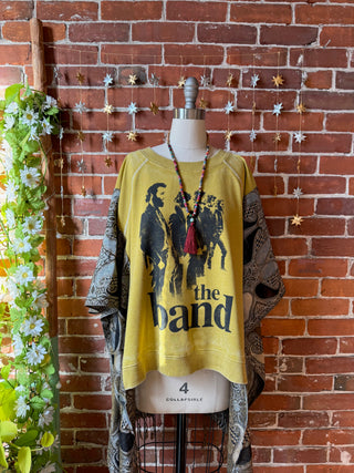 OOAK Autumn Collection- Upcycled The Band Inspired Pashmina Poncho Hi Lo Sweatshirt