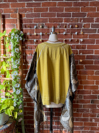 OOAK Autumn Collection- Upcycled The Band Inspired Pashmina Poncho Hi Lo Sweatshirt