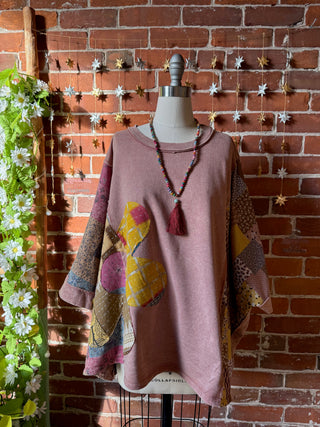 OOAK Autumn Collection - Upcycled Flower Patchwork Poncho Style Top 🌼