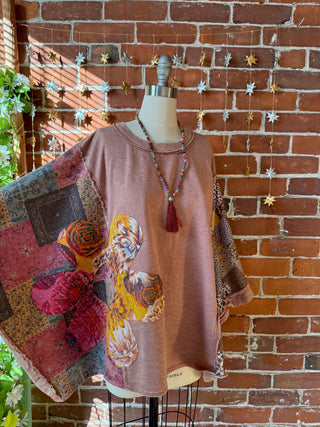 OOAK Autumn Collection - Upcycled Flower Patchwork Poncho Style Top 🌼