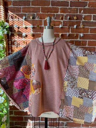 OOAK Autumn Collection - Upcycled Flower Patchwork Poncho Style Top 🌼