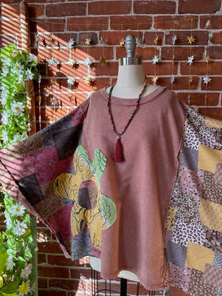 OOAK Autumn Collection - Upcycled Flower Patchwork Poncho Style Top 🌼