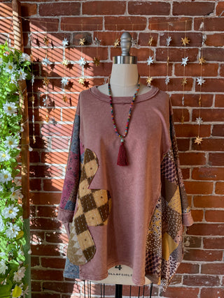 OOAK Autumn Collection - Upcycled Flower Patchwork Poncho Style Top 🌼