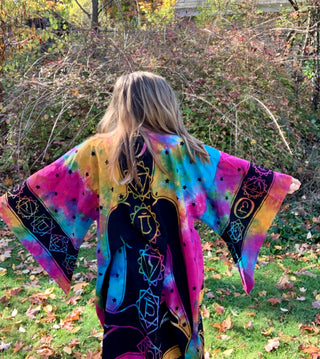 Chakra Tie Dye Mandala Bell Sleeve Kimono