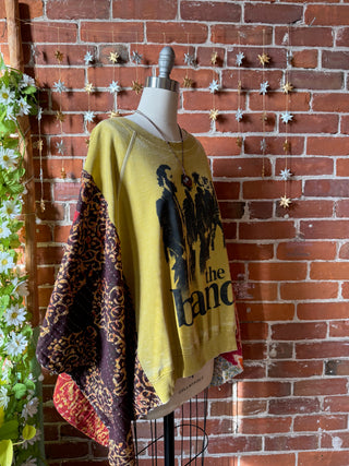 OOAK Winter Collection- Upcycled The Band Inspired Kantha Poncho Sweatshirt