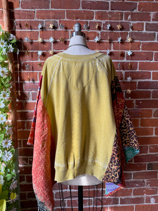OOAK Winter Collection- Upcycled The Band Inspired Kantha Poncho Sweatshirt