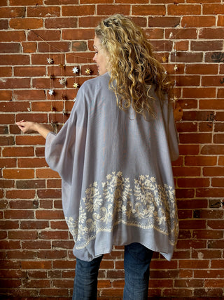 Periwinkle Embroidered Boho Kimono Layer