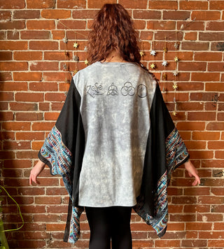 Led Zeppelin Tie Dye Black Embroidered Poncho