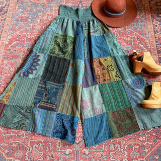 Talia Patchwork Wide Leg Lounge Pants  100% Cotton