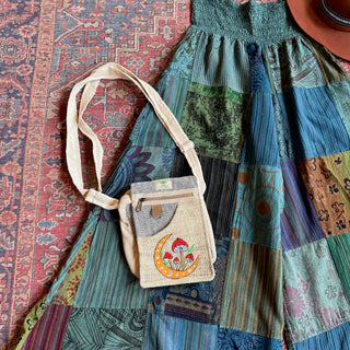 Hemp Moon Mushroom Crossbody Handbag