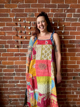 Patchwork Kantha Solstice Midi Dress