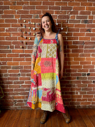 Patchwork Kantha Solstice Midi Dress