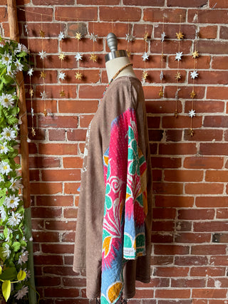 OOAK Winter Collection - Size 3XL Upcycled Gratitude Kantha Bell Sleeve T-shirt