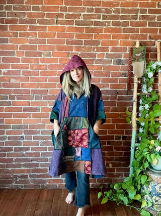 Juniper Patchwork Poncho Hoodie-Multiple Colors Available - Fair Trade Made